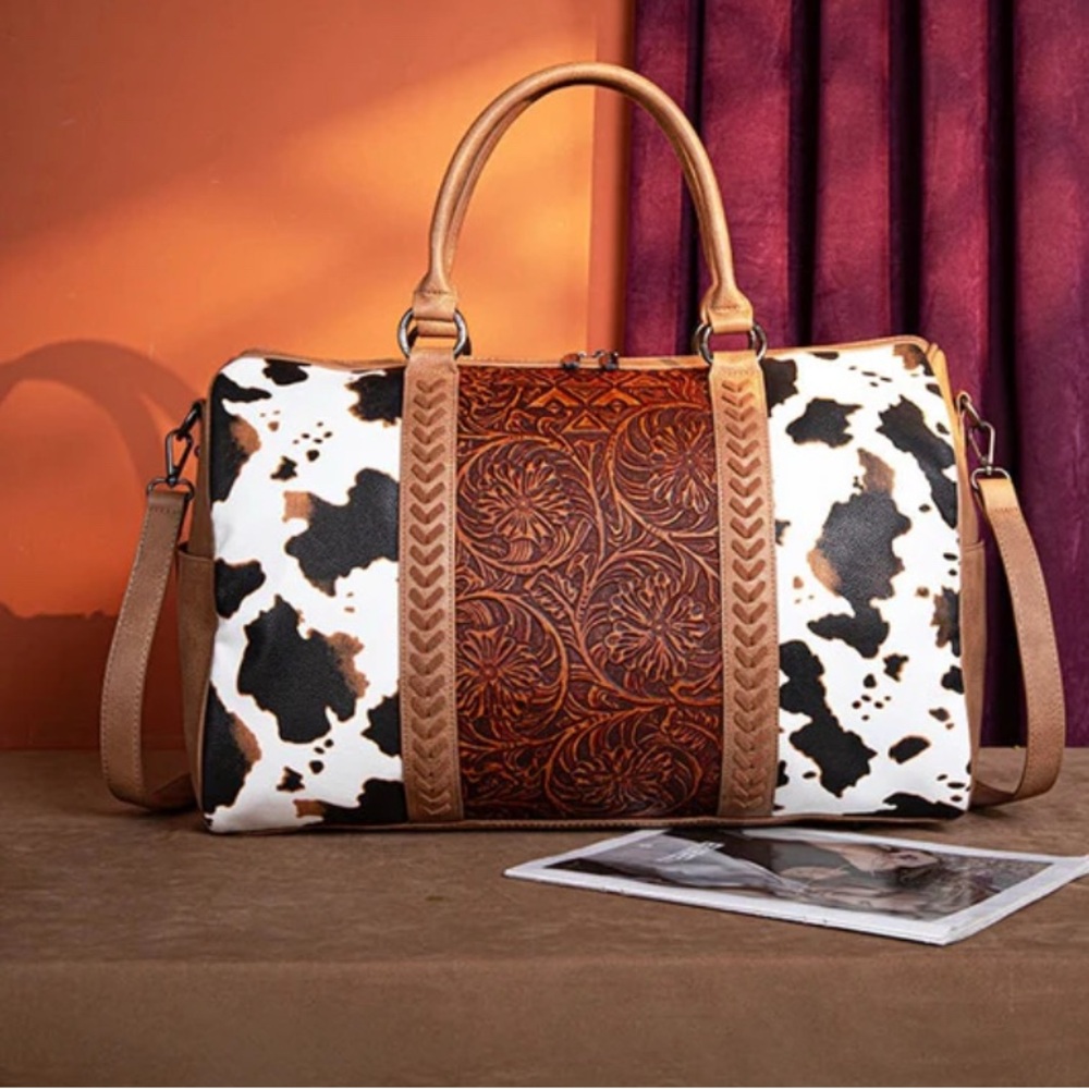 Brown and White Patterned Women's Bag